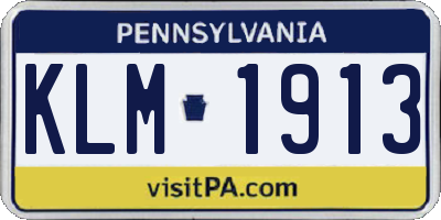 PA license plate KLM1913