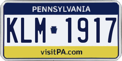PA license plate KLM1917