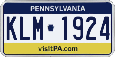PA license plate KLM1924
