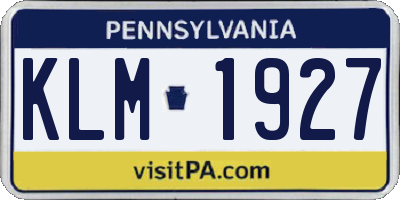 PA license plate KLM1927