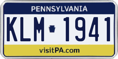 PA license plate KLM1941