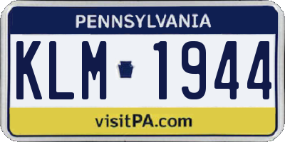 PA license plate KLM1944