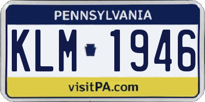 PA license plate KLM1946