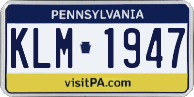 PA license plate KLM1947