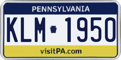 PA license plate KLM1950