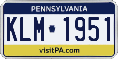 PA license plate KLM1951