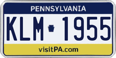 PA license plate KLM1955