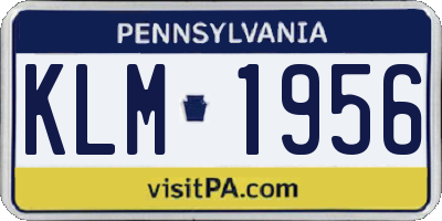 PA license plate KLM1956