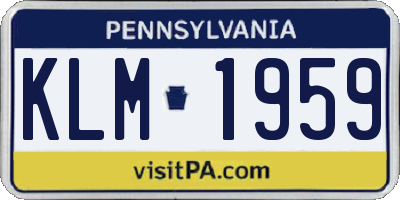 PA license plate KLM1959