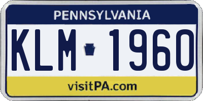 PA license plate KLM1960