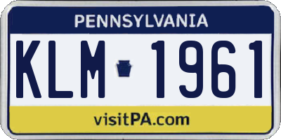 PA license plate KLM1961