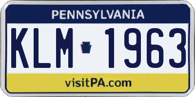 PA license plate KLM1963