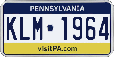 PA license plate KLM1964