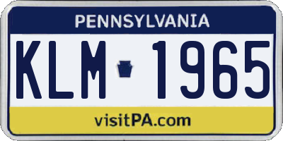 PA license plate KLM1965