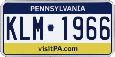 PA license plate KLM1966