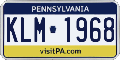 PA license plate KLM1968