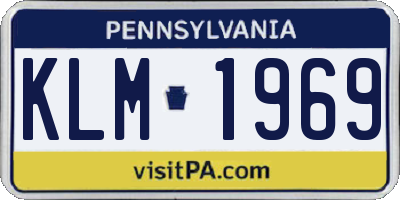 PA license plate KLM1969