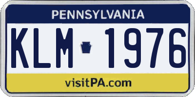 PA license plate KLM1976
