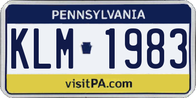 PA license plate KLM1983