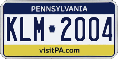 PA license plate KLM2004