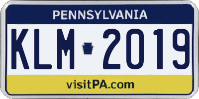 PA license plate KLM2019