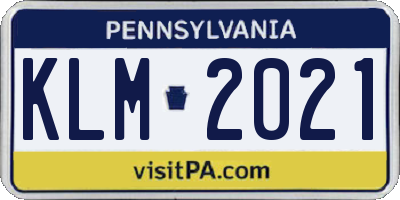 PA license plate KLM2021