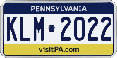 PA license plate KLM2022