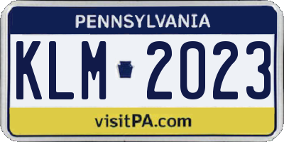 PA license plate KLM2023