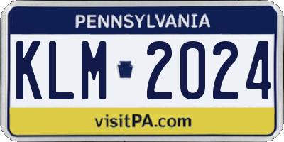 PA license plate KLM2024