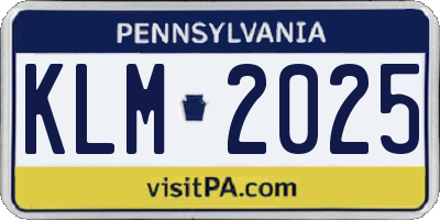 PA license plate KLM2025