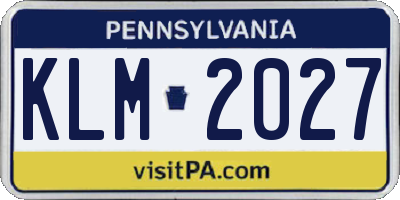 PA license plate KLM2027