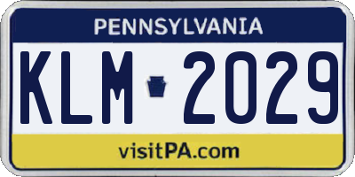 PA license plate KLM2029