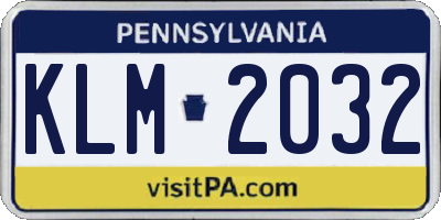 PA license plate KLM2032