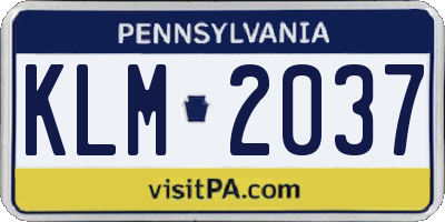PA license plate KLM2037