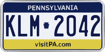 PA license plate KLM2042