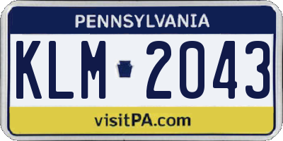 PA license plate KLM2043