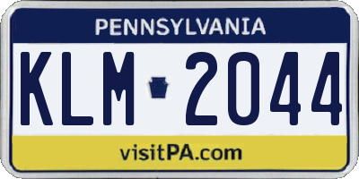 PA license plate KLM2044