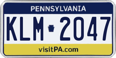 PA license plate KLM2047