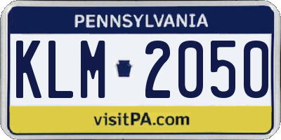 PA license plate KLM2050