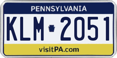 PA license plate KLM2051