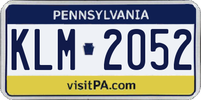PA license plate KLM2052