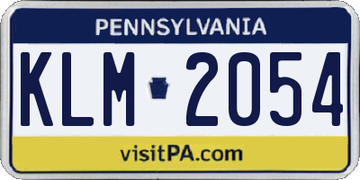 PA license plate KLM2054