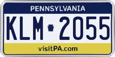 PA license plate KLM2055