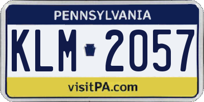 PA license plate KLM2057