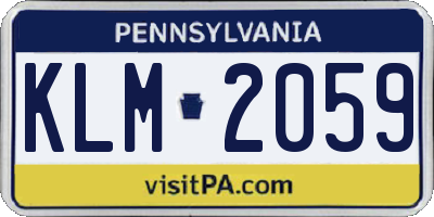 PA license plate KLM2059