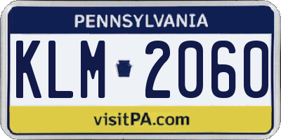 PA license plate KLM2060