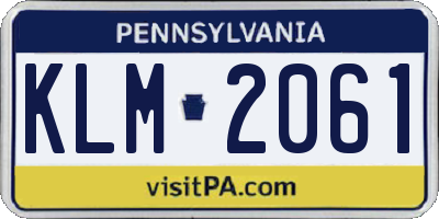 PA license plate KLM2061