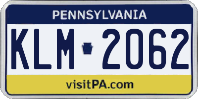 PA license plate KLM2062