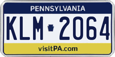 PA license plate KLM2064