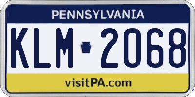 PA license plate KLM2068